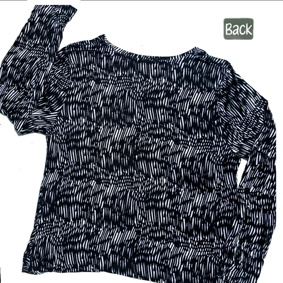 🟨 Simply Vera Verawang Black White Long Sleeve Twist Knot V Neck Tunic XXL - Picture 4 of 6